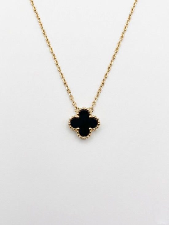 Jewelry - NEW 18K Gold Plated Black Clover Pendant Minimalist High Quality Necklace